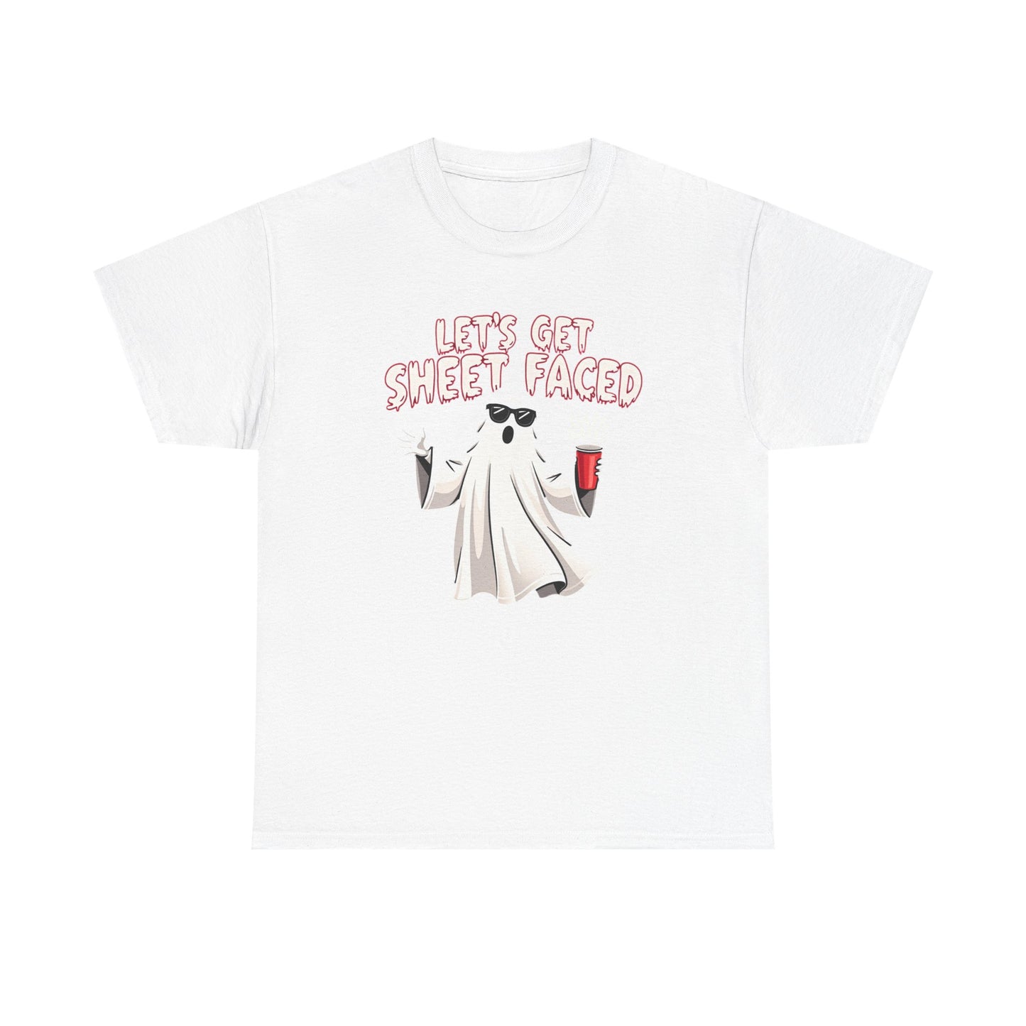 Let's Get Sheet Faced Ghost T‑Shirt — Funny Halloween Party Tee