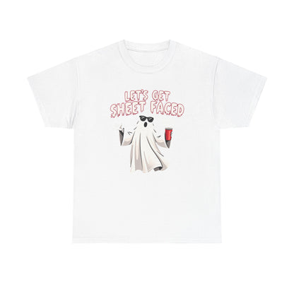 Let's Get Sheet Faced Ghost T‑Shirt — Funny Halloween Party Tee