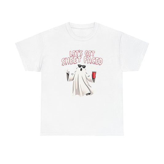 Let's Get Sheet Faced Ghost T‑Shirt — Funny Halloween Party Tee