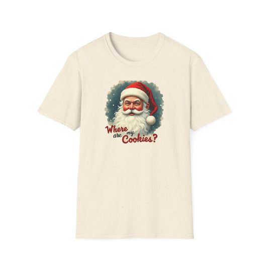Where Are My Cookies? Vintage Santa T-Shirt — Funny Christmas Holiday Tee