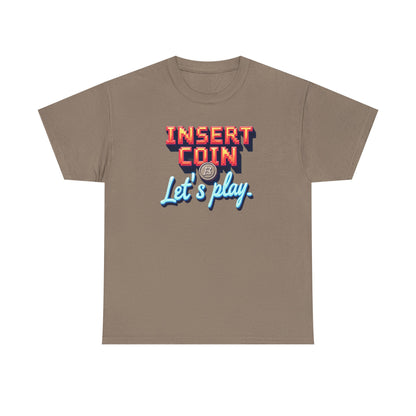 Insert Coin Tee, Let's Play Graphic Shirt, Retro Gamer T-Shirt, Unisex Cotton Tee, Gift for Game Lovers, Casual Wear
