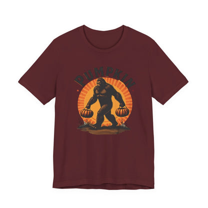 Pumpkin Bigfoot T-Shirt – Unisex Harvest Tee for Fall, Halloween, Autumn Celebrations, Gift for Nature Lovers, Casual Wear