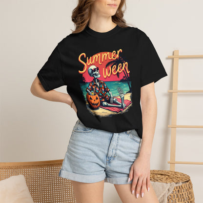 T-Shirt — "Summerween" Beach Skeleton Halloween Graphic Tee