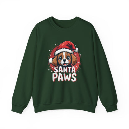 Christmas Dog Sweatshirt — "Santa Paws" Cute Puppy Holiday Crewneck