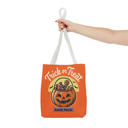 Halloween Trick or Treat Tote Bag — "Candy Patrol" Pumpkin Candy Bucket Design