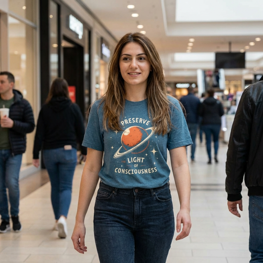 Preserve the Light of Consciousness Tee — Planet Illustration Graphic T-Shirt