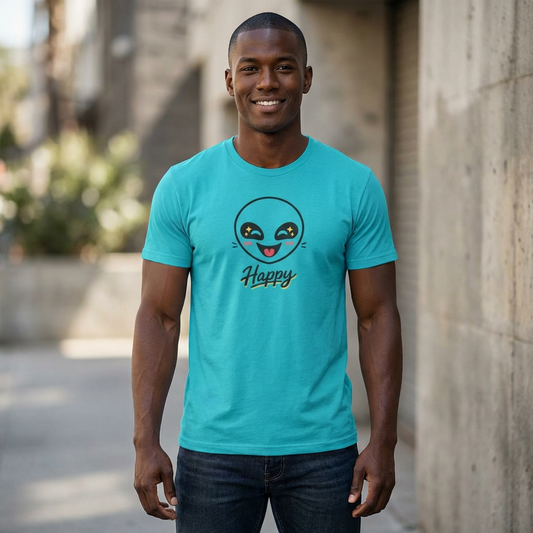 Happy Alien Crew Tee — Cute Smiley Graphic T-Shirt