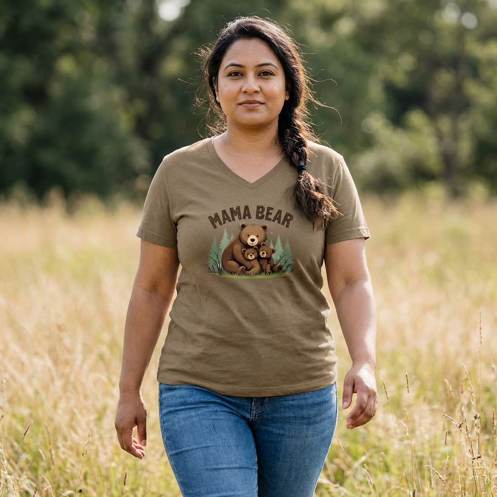 Mama Bear Mother's Day V-Neck Tee