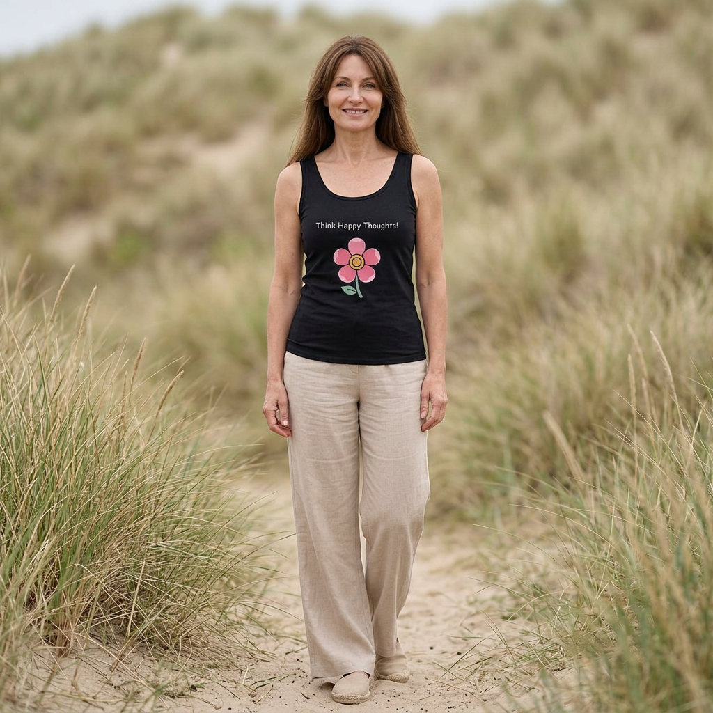 Think Happy Thoughts Floral Mother's Tank Top