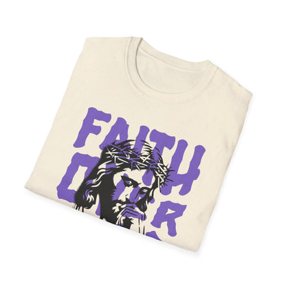 Faith Over Fear T-Shirt — Christian Jesus Graphic Tee (Faith Over Fear purple design)