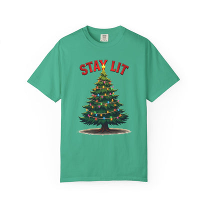 Stay Lit Christmas T-Shirt — Festive Holiday Tree Graphic Tee