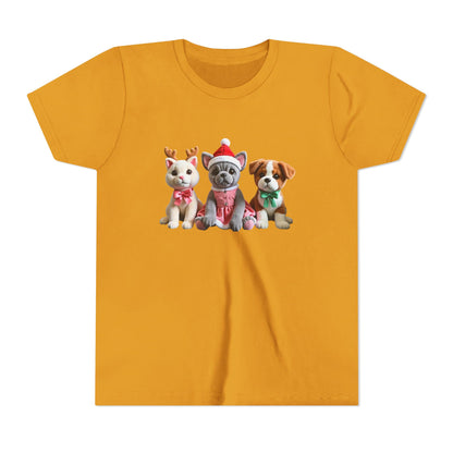 Kids Christmas Puppy Tee — Cute Festive Dogs in Santa Hats
