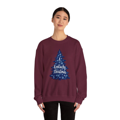 Kentucky Christmas Sweatshirt — Blue Plaid Tree Holiday Crewneck