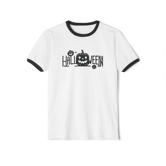 Halloween staple, Unisex Cotton Ringer T-Shirt, Spooky Graphic Tee, Fun Fall Fashion, Halloween Costume Top, Casual Halloween Wear