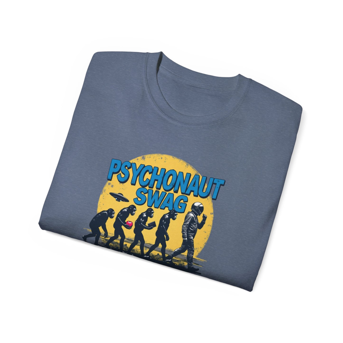 Psychonaut Evolution of Man Sunset, Unisex Tee, Retro Graphic T-Shirt, Music Festival Attire, Gift for Gamers, Casual Streetwear