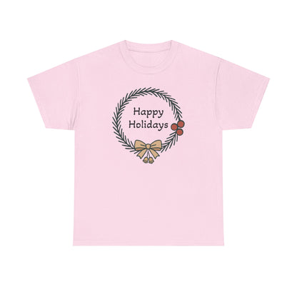 Happy Holiday Wreath, Unisex Heavy Cotton Tee