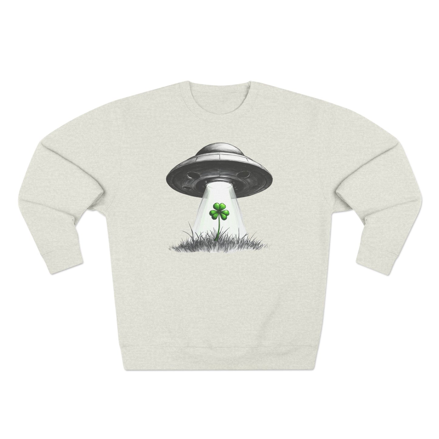 St. Patrick’s UFO Clover Sweatshirt — Alien Abduction Shamrock Crewneck