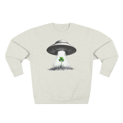 St. Patrick’s UFO Clover Sweatshirt — Alien Abduction Shamrock Crewneck