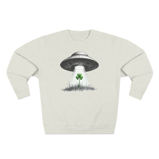 St. Patrick’s UFO Clover Sweatshirt — Alien Abduction Shamrock Crewneck