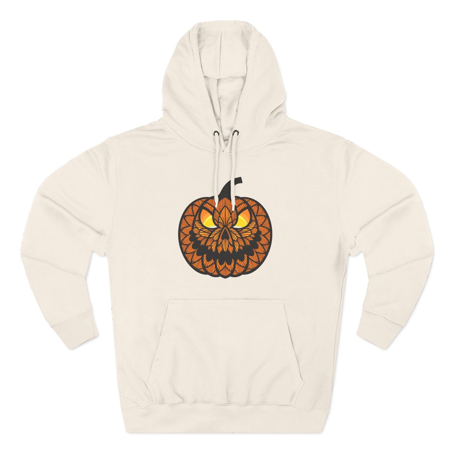 Pumpkin Mandala Hoodie — Halloween Jack-O'-Lantern Fleece Pullover