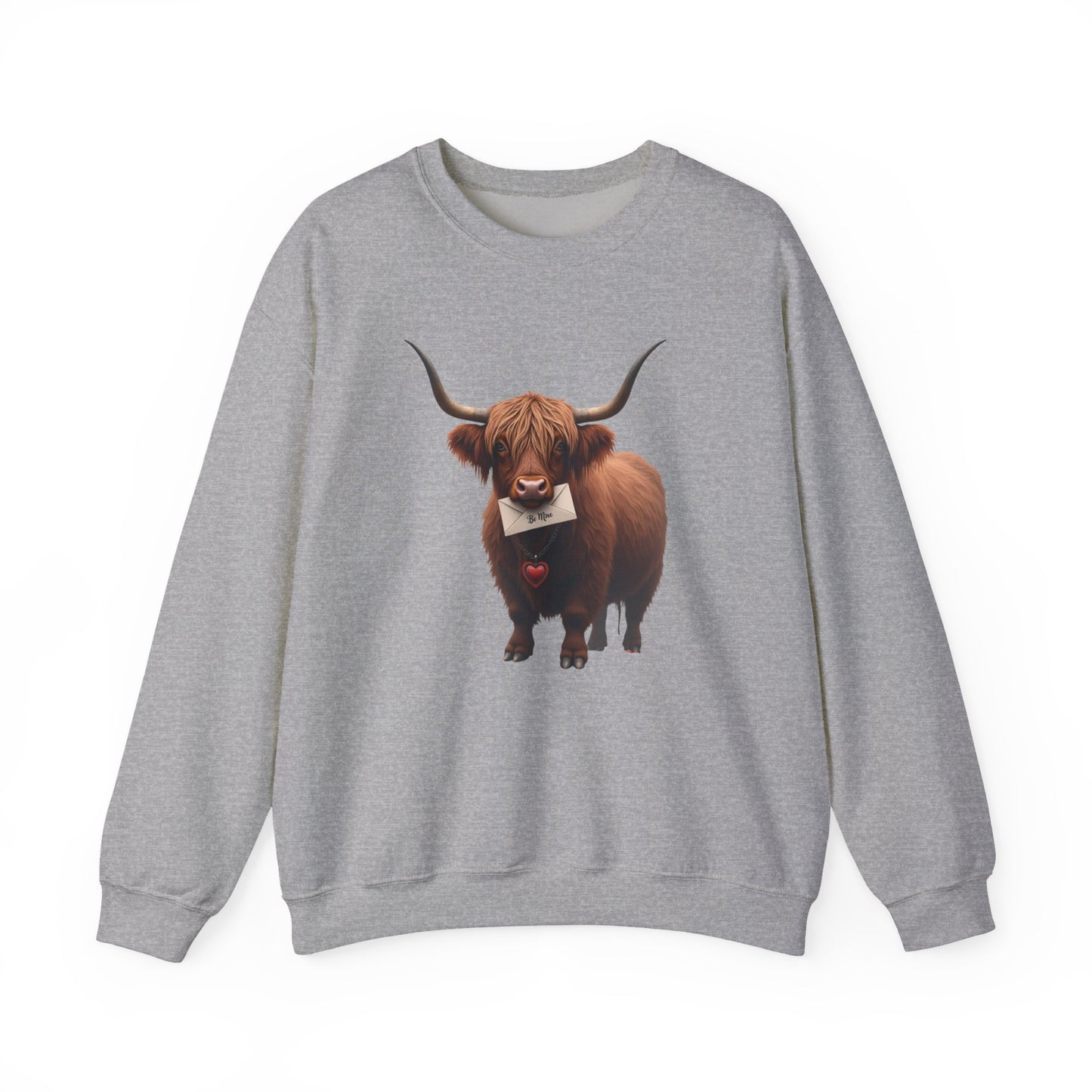 Highland Cow with Valentine, Unisex Heavy Blend™ Crewneck Sweatshirt