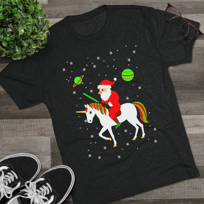 Christmas Space Santa Riding Unicorn T‑Shirt