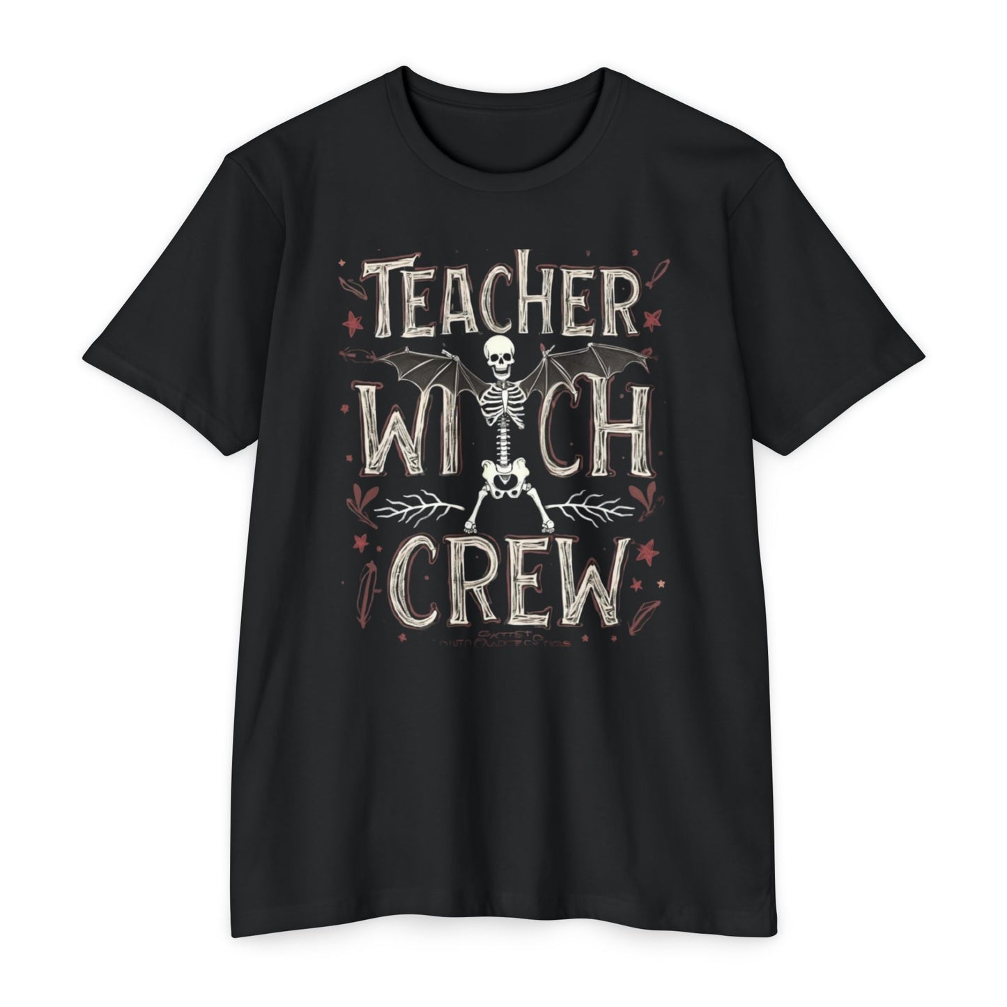 Teacher Witch Crew T-Shirt — Halloween Skeleton Teacher Tee