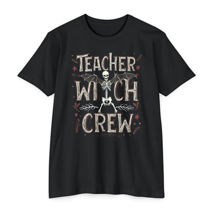 Teacher Witch Crew T-Shirt — Halloween Skeleton Teacher Tee