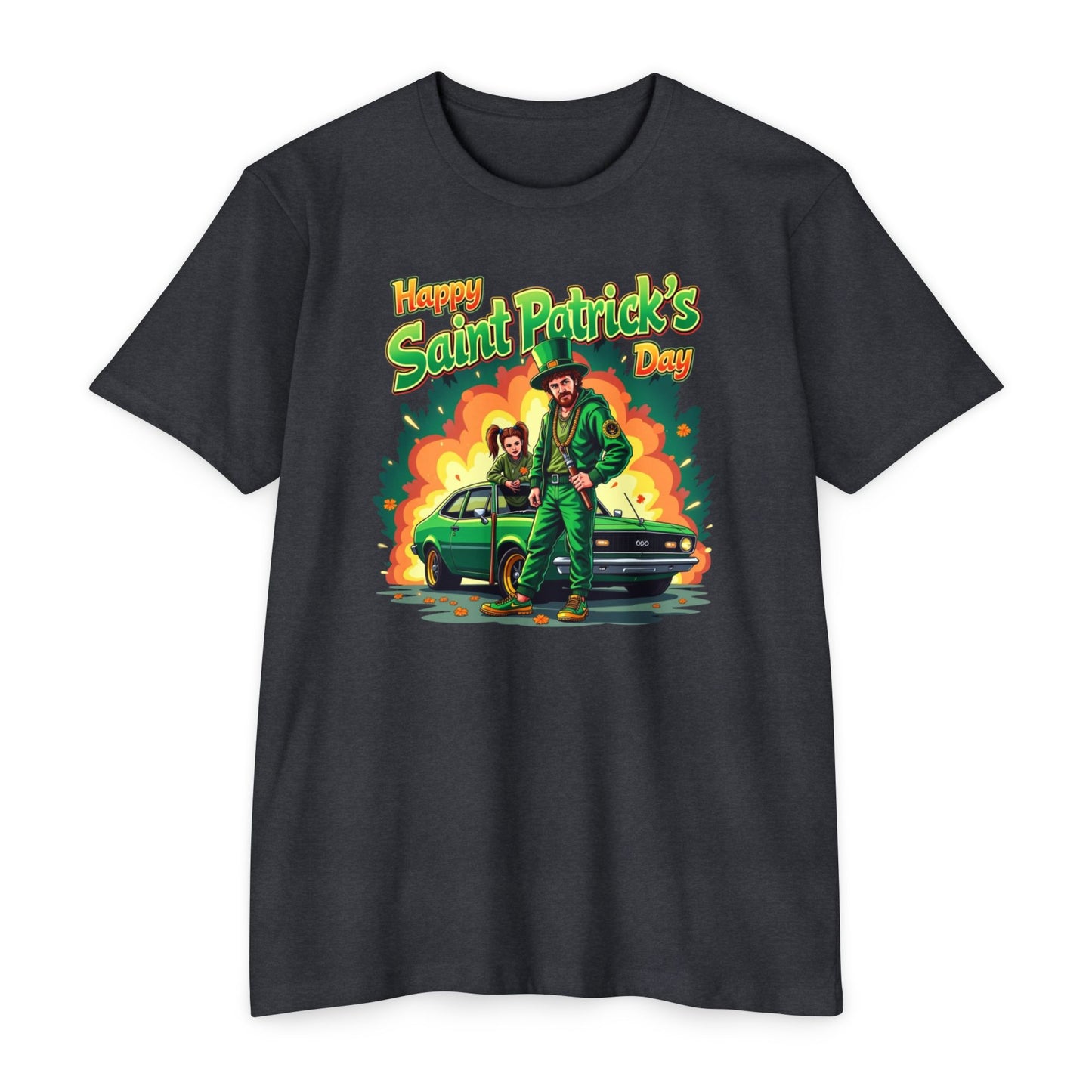 Saint Patrick's Day T-Shirt — "Happy Saint Patrick's Day" Retro Leprechaun Design
