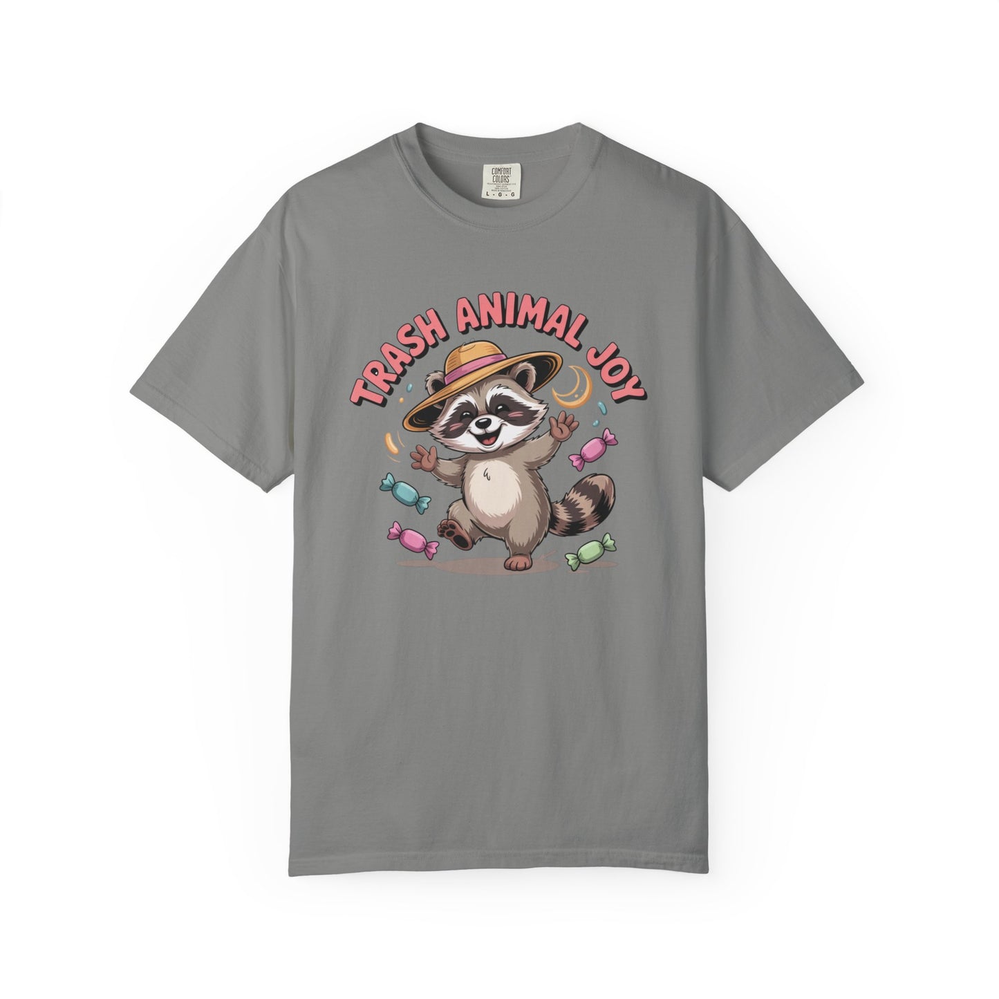 Trash Animal Joy Raccoon T-Shirt — Cute Candy-Loving Graphic Tee