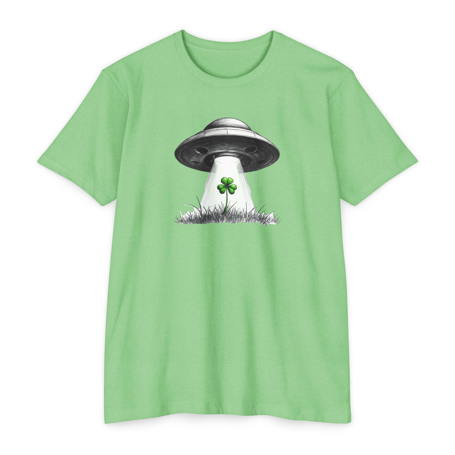 UFO Abduction Shamrock Tee — St. Patrick’s Day Alien Graphic T-Shirt