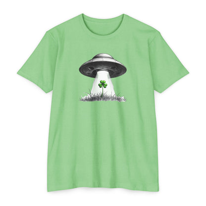 UFO Abduction Shamrock Tee — St. Patrick’s Day Alien Graphic T-Shirt