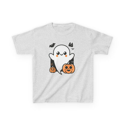 Kids Halloween Tee, Ghost Trick or Treat Top, Autumn Fun Apparel, Pumpkin Graphic Tee, Festive Kidswear
