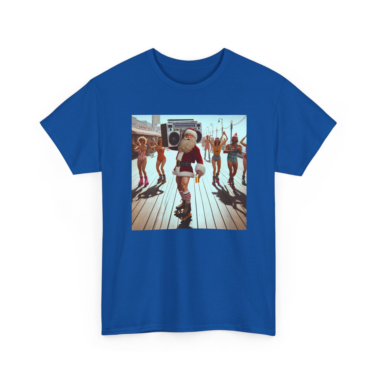 Santa Boombox Retro Christmas Tee — Holiday Dance Party T-Shirt