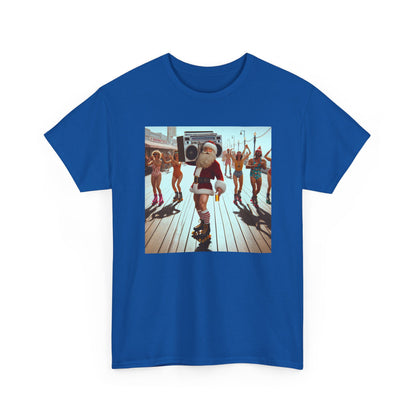 Santa Boombox Retro Christmas Tee — Holiday Dance Party T-Shirt