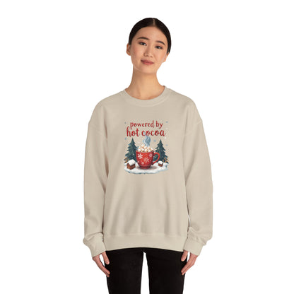 Crewneck Sweatshirt - "Powered by Hot Cocoa" Winter Graphic