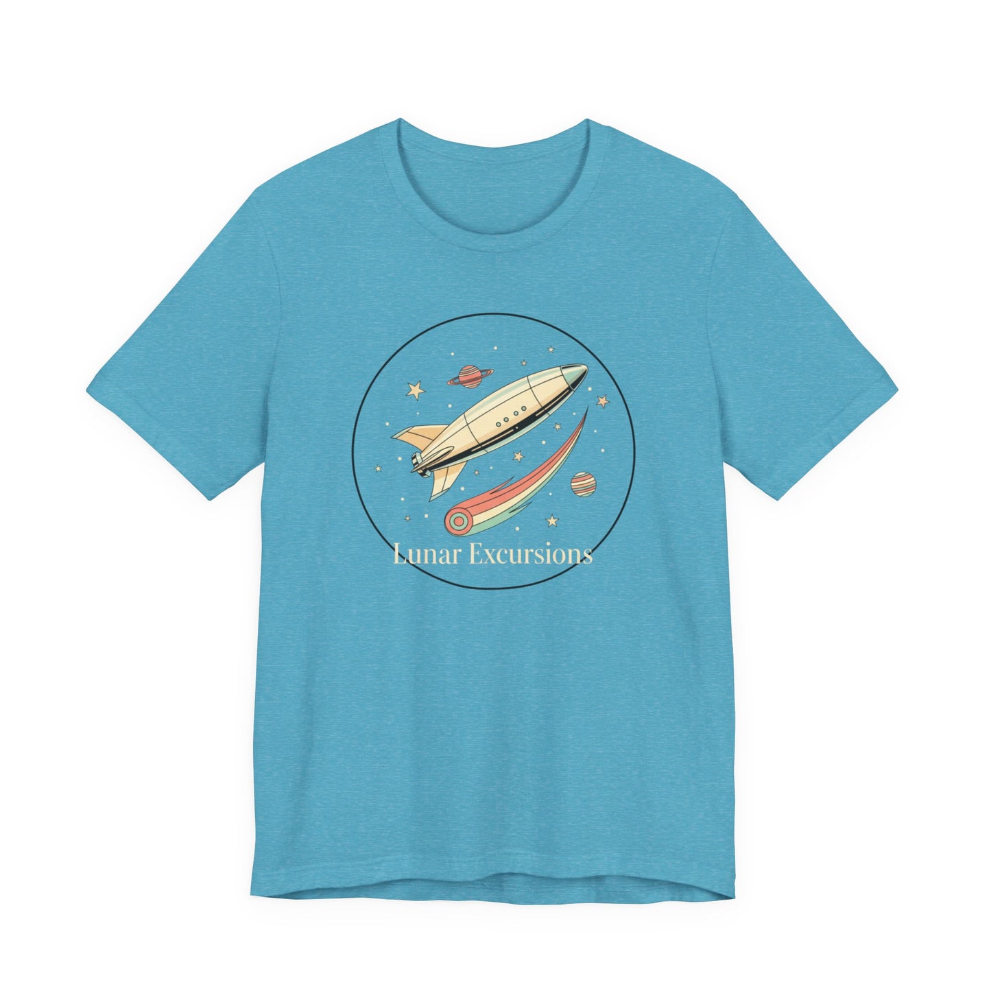 Lunar Excursion Rocket T‑Shirt — Retro Space Graphic Tee