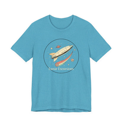 Lunar Excursion Rocket T‑Shirt — Retro Space Graphic Tee