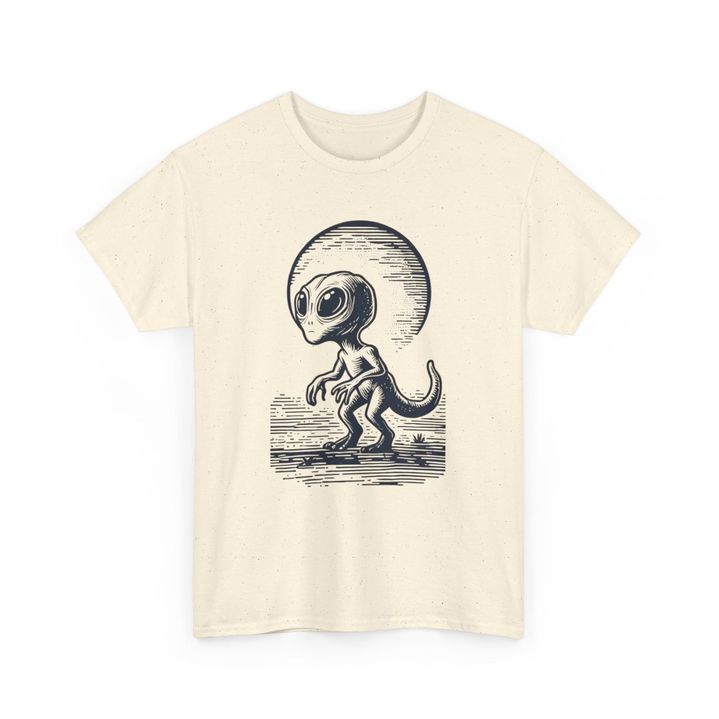 Dinosaur Hybrid, Graphic Unisex Heavy Cotton Tee | UFO Lover T-Shirt | Space-Themed Apparel - Psychonaut Swag