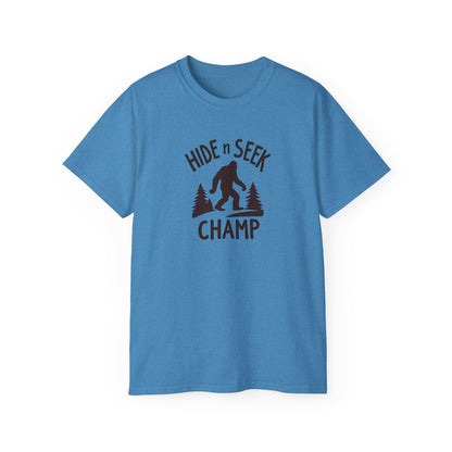 Hide n Seek Champ T-Shirt — Funny Bigfoot Sasquatch Tee