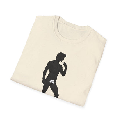 Statue with Clover Leaf — Classic Michelangelo David Silhouette Tee