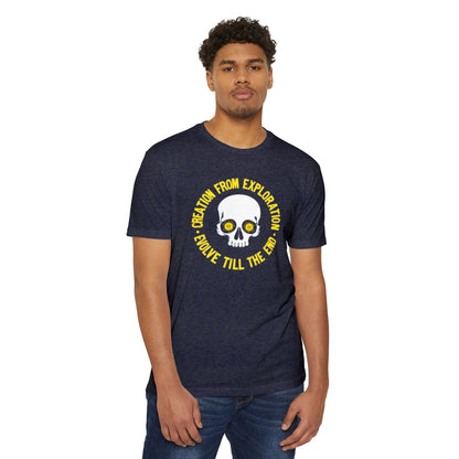 Skull Exploration T-Shirt | Unisex Tee for Adventurers, Fun Graphic Tee, Unique Gift for Explorers, Perfect for Casual Days, Evolution Theme