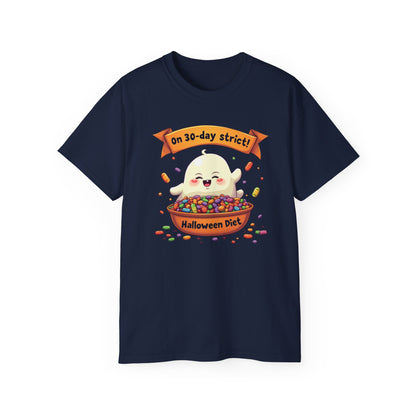 Funny Halloween Diet, Unisex Tee, Cute Ghost Humor Shirt, Gift for Halloween Lovers, Halloween Diet T-Shirt, Spooky Season Apparel