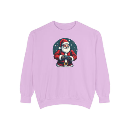 Gamer Santa, Unisex Garment-Dyed Sweatshirt