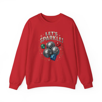 Crewneck Sweatshirt - "Let's Sparkle" Disco Ball Holiday Party Pullover