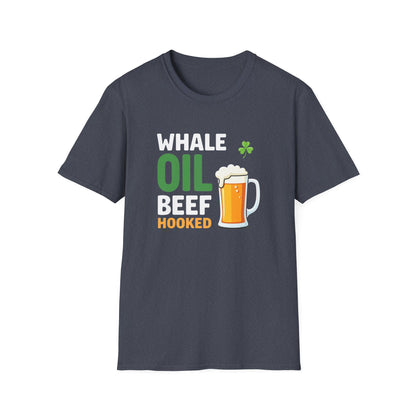 Whale Oil Beef Hooked Beer T-Shirt – Funny Irish Pub St. Patrick’s Day Tee