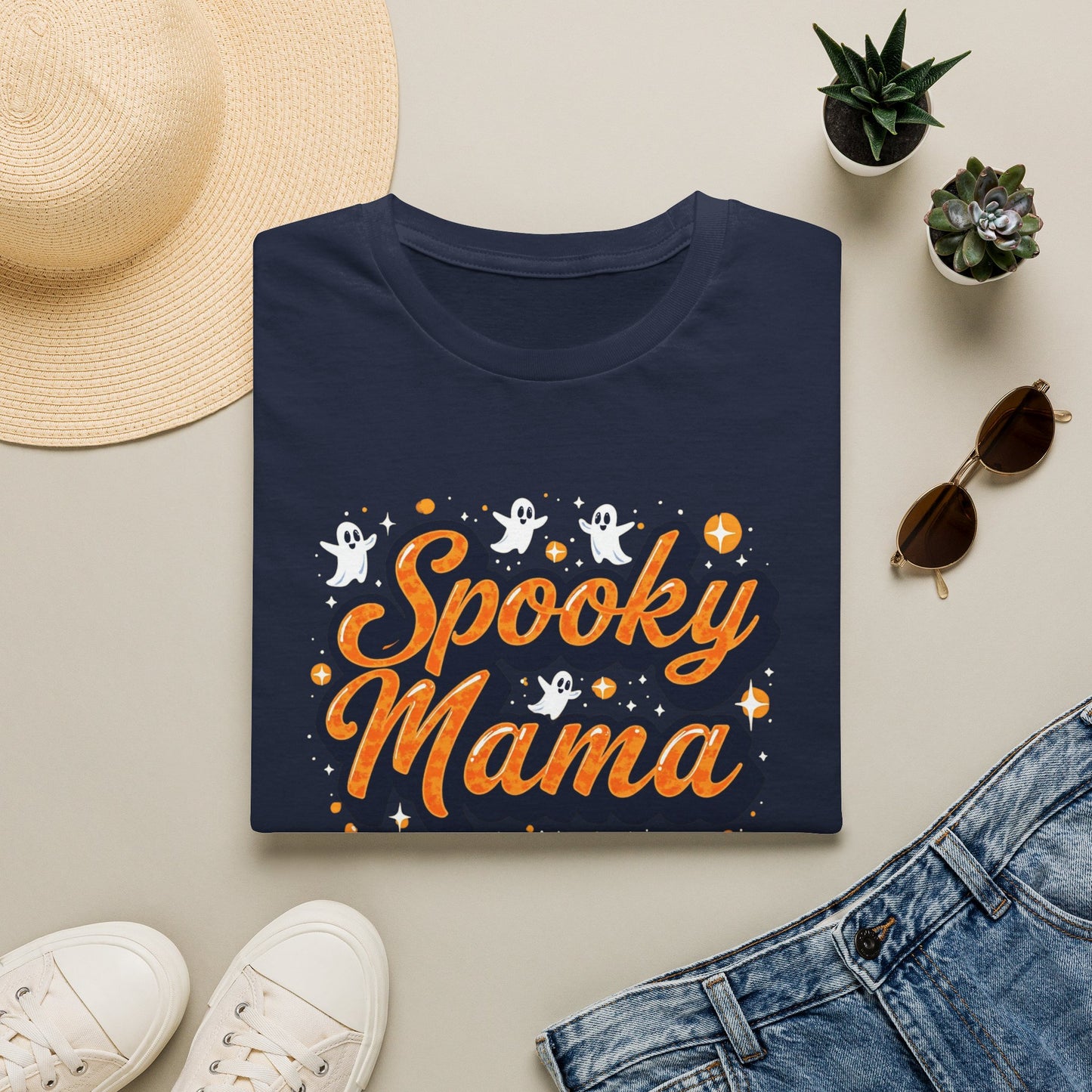 Spooky Mama T-Shirt — Halloween Mom Tee with Cute Ghosts