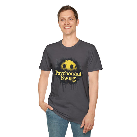 Psycho Smile, Pyschonaut Swag T-Shirt - Unisex Softstyle Tee, Casual Wear, Gift for Gamers, Festival Attire, Streetwear Fashion