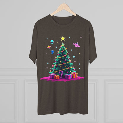 Alien visitors Christmas tree, Unisex Tri-Blend Crew Tee
