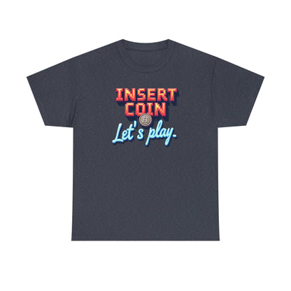 Insert Coin Tee, Let's Play Graphic Shirt, Retro Gamer T-Shirt, Unisex Cotton Tee, Gift for Game Lovers, Casual Wear